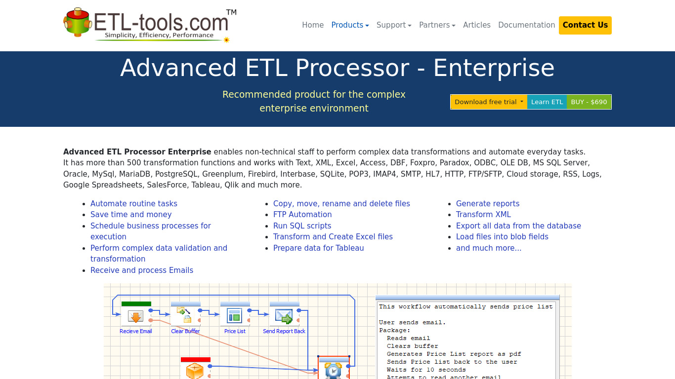 Advanced ETL Processor Enterprise Landing page