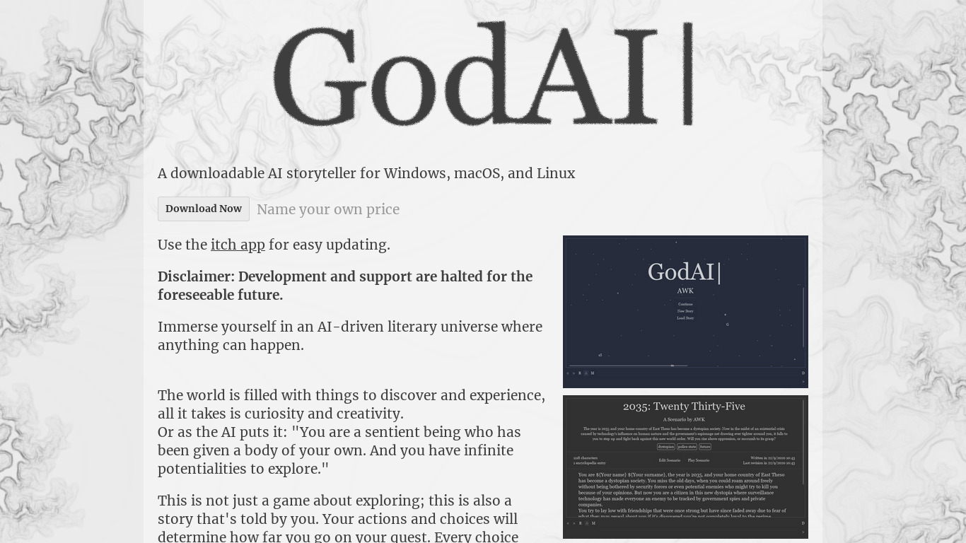 GodAI Landing page