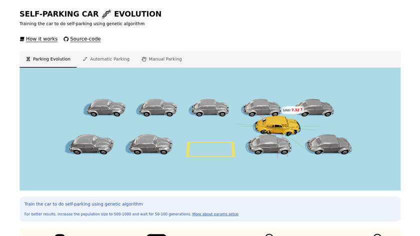 Self-Parking Car Evolution Simulator Landing Page