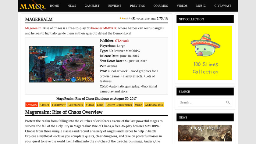 Magerealm: Rise of Chaos Landing Page