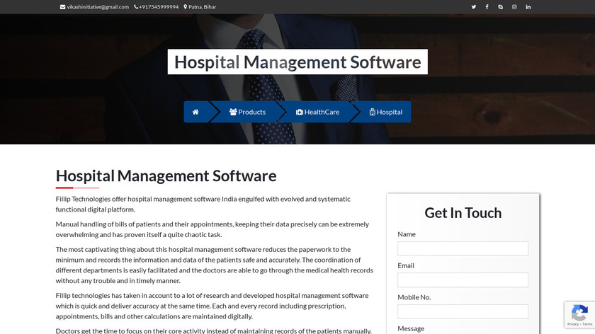 Fillip ERP Hospital Management Software Landing Page