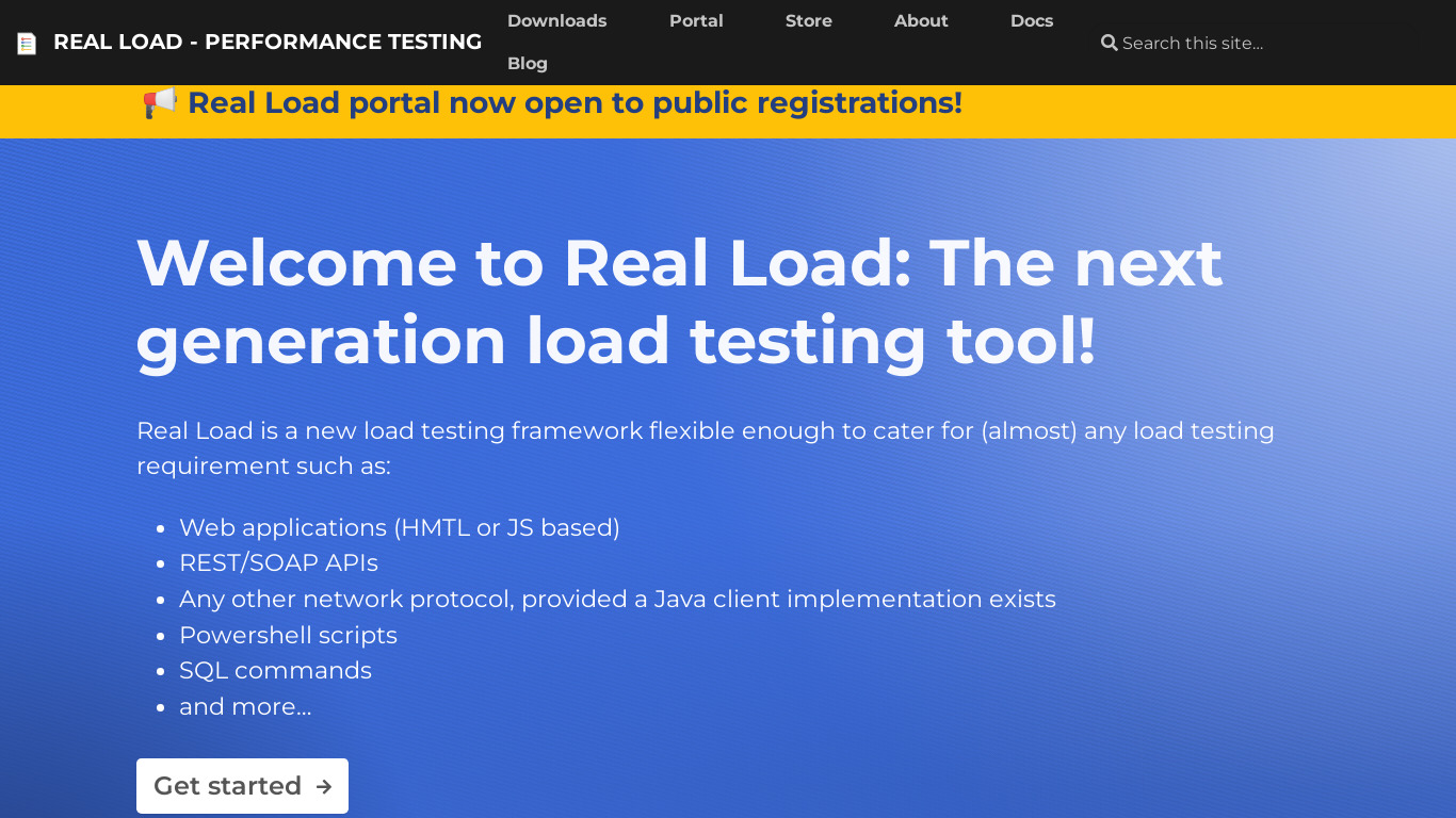 Real Load Landing page