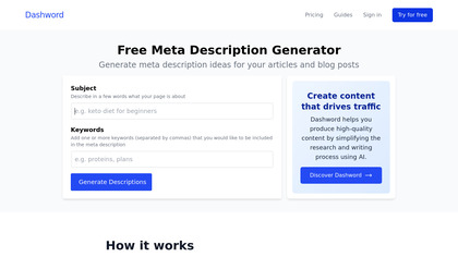 Meta Description Generator screenshot