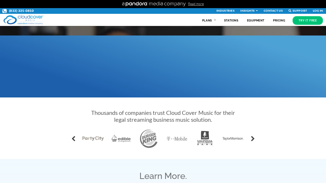 Cloud Cover Music Landing page
