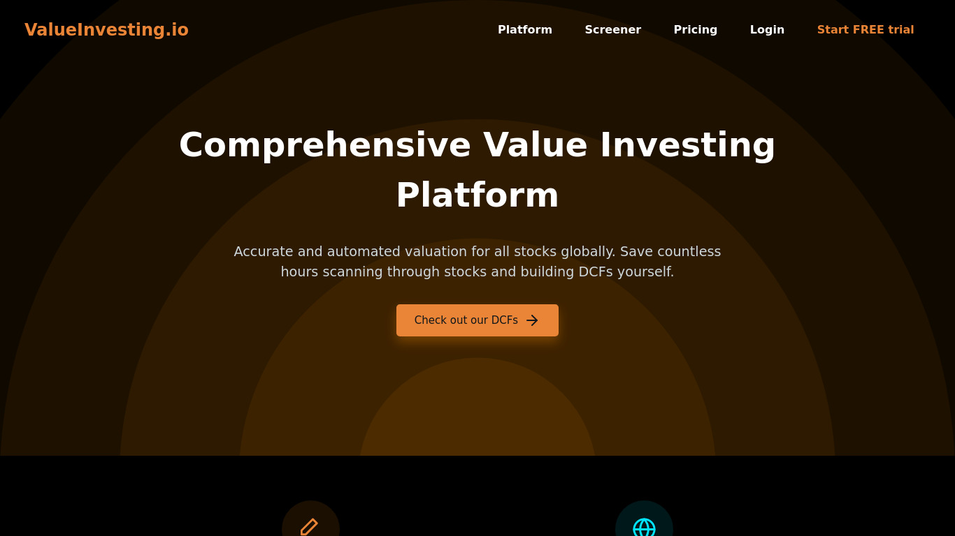ValueInvesting.io Landing page