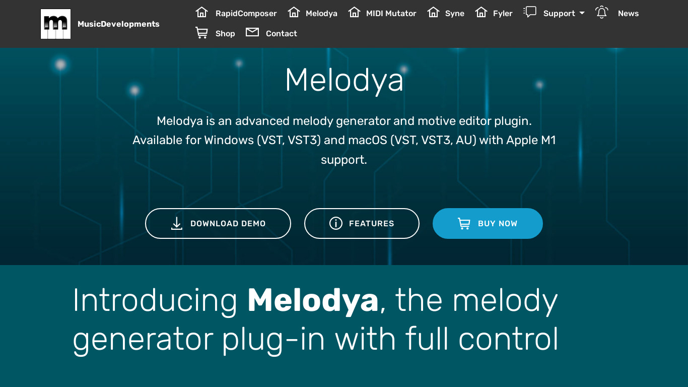 Melodya Landing page