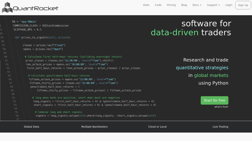 QuantRocket Landing Page