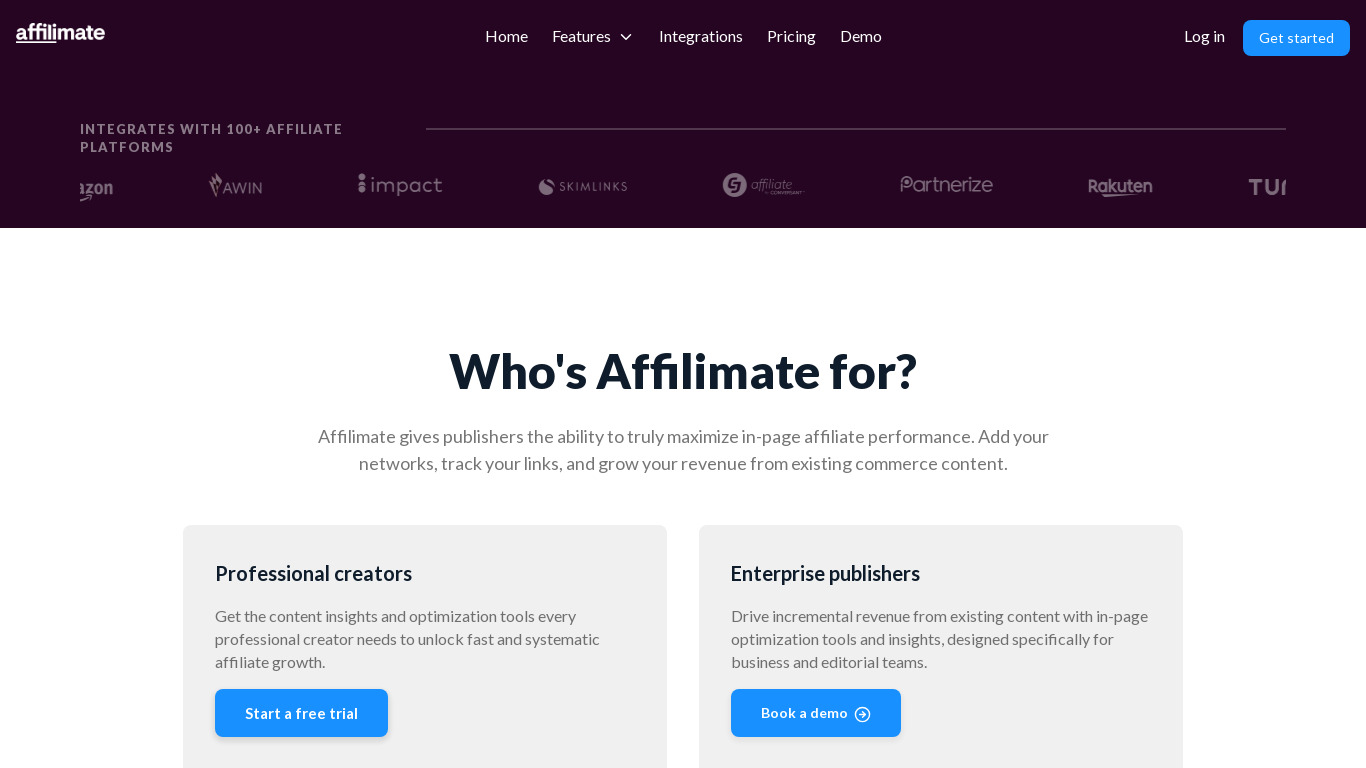 Affilimate Landing page
