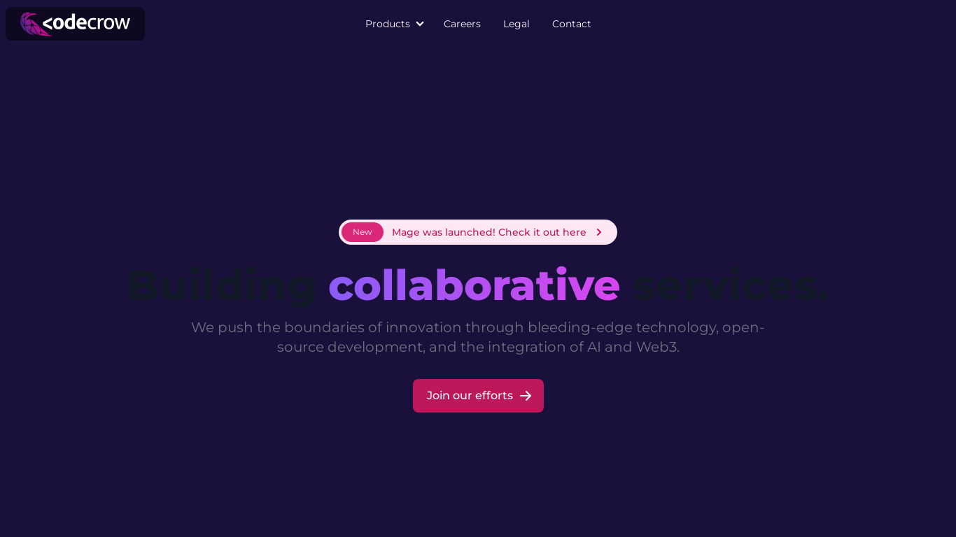 Code Crow Landing page