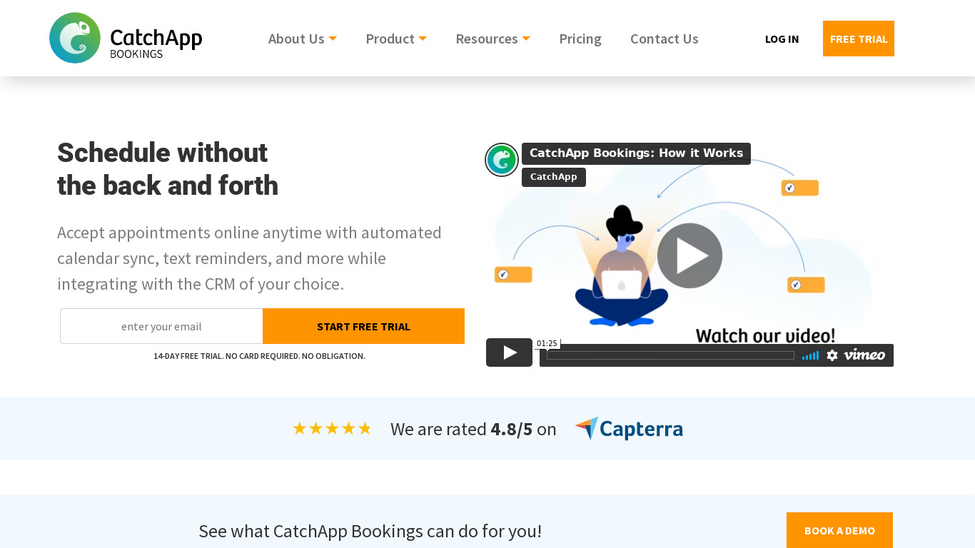 CatchApp Bookings Landing page