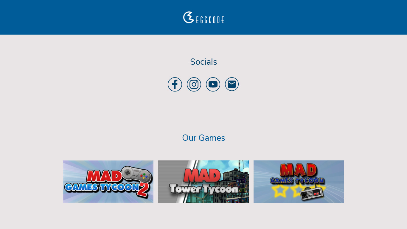 Mad Games Tycoon by Eggcode Landing page