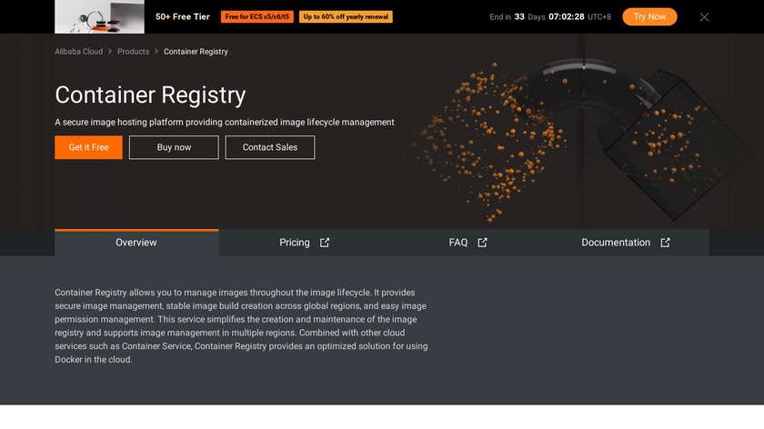 Alibaba Cloud Container Registry Landing Page