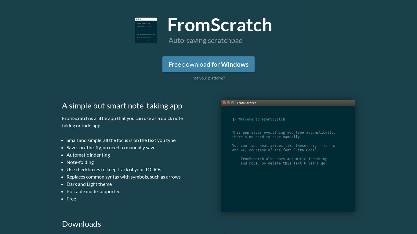 FromScratch Landing page