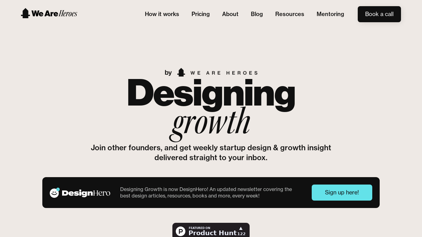 Designing Growth Landing page