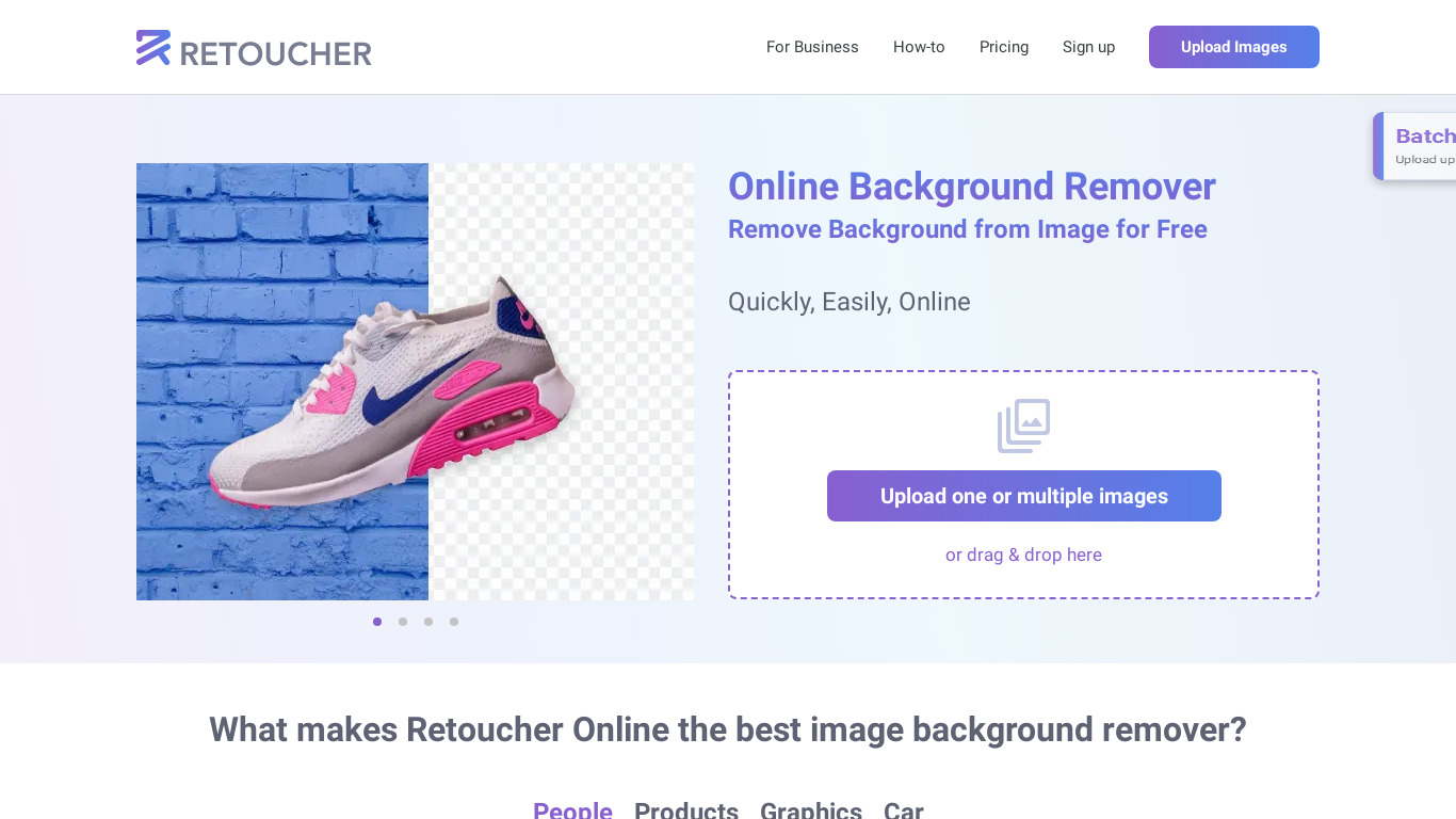 Retoucher Online Landing page