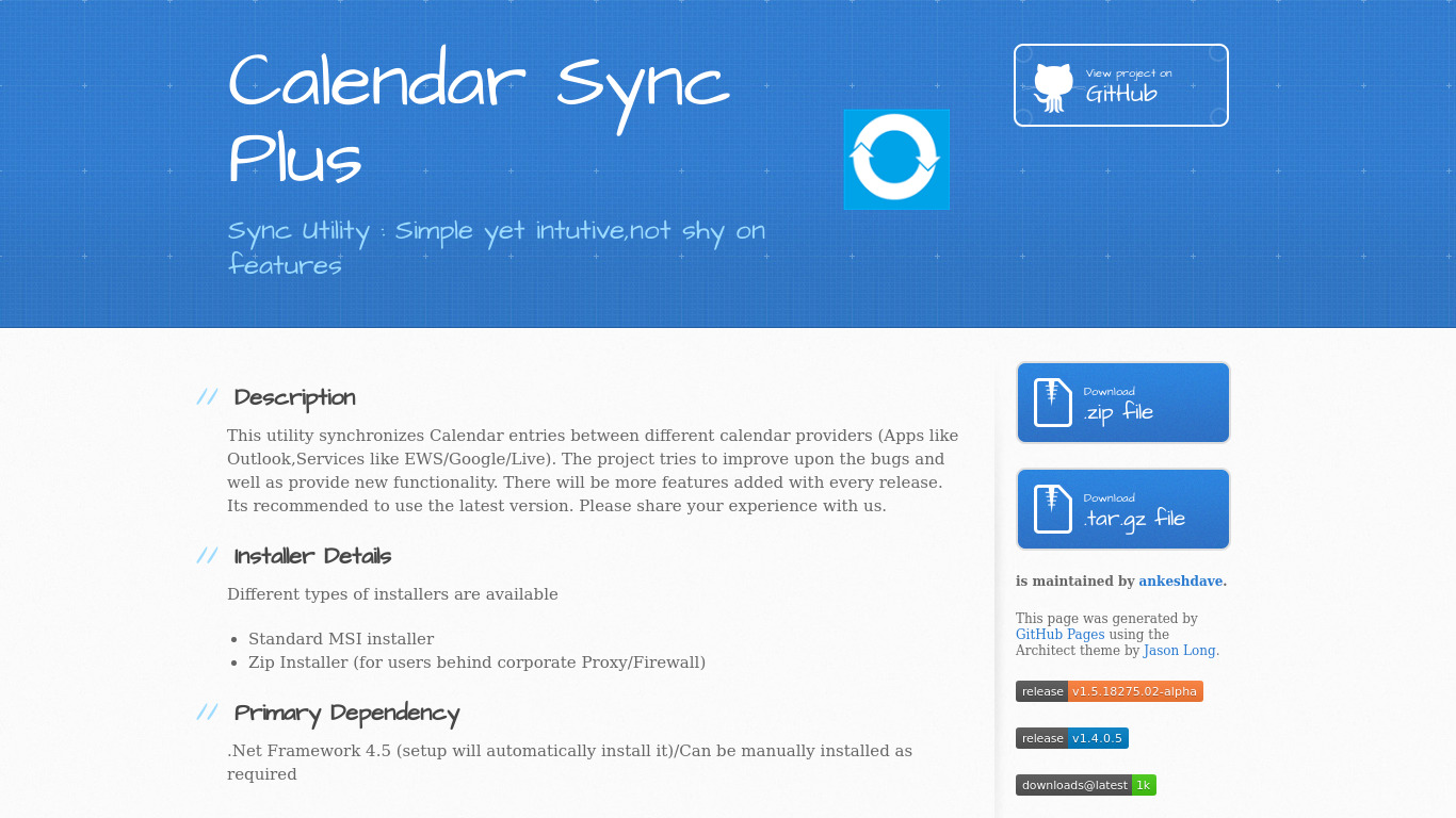 Calendar synchronization + Landing page