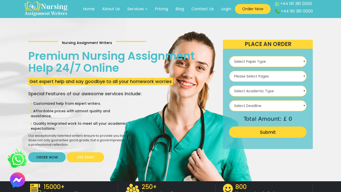 Nursing Assignment Writers UK Landing page