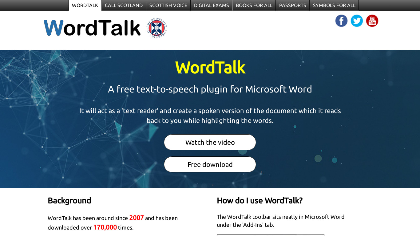 WordTalk Landing page