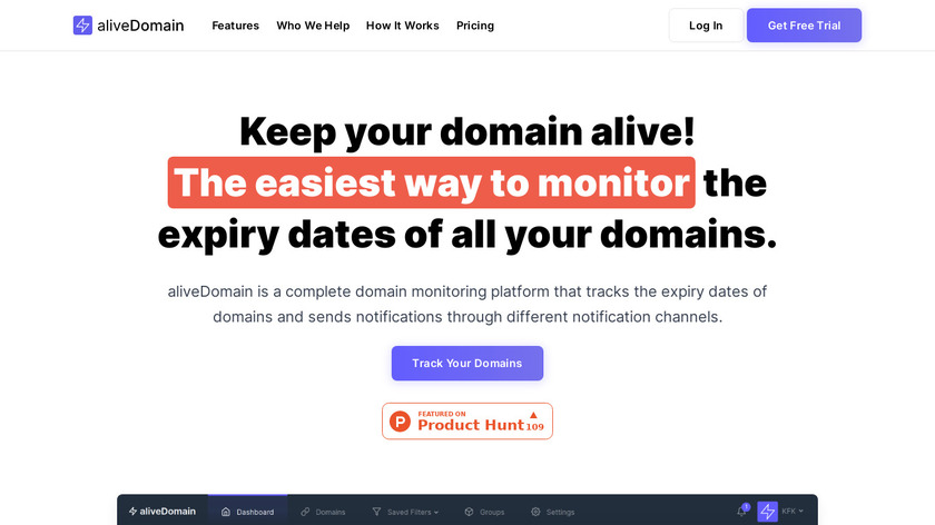 aliveDomain Landing Page
