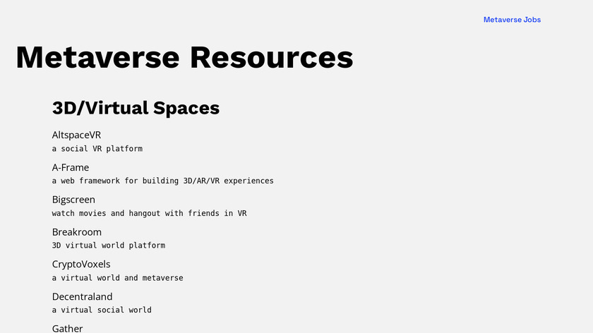 Metaverse Resources Landing Page