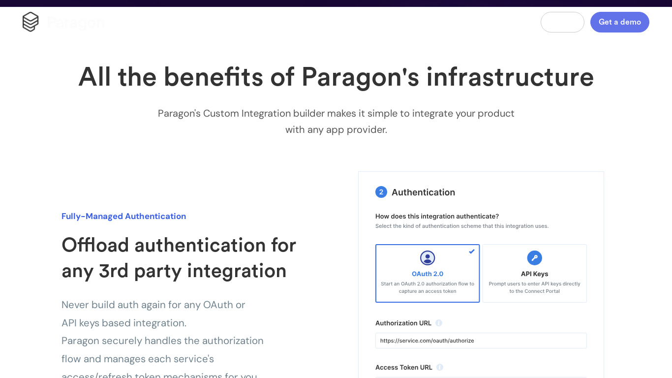 Paragon Custom Integration Builder Landing page