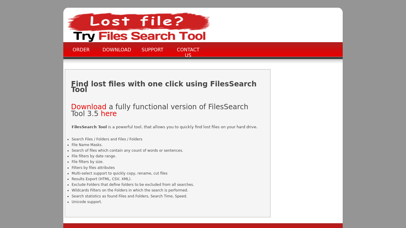 FilesSearch Tool Landing page