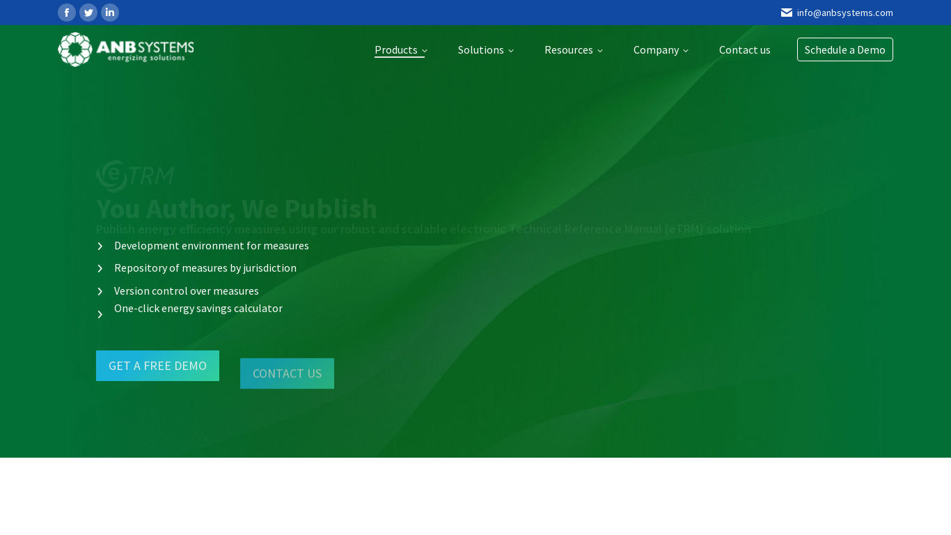 ANB Systems eTRM Landing page