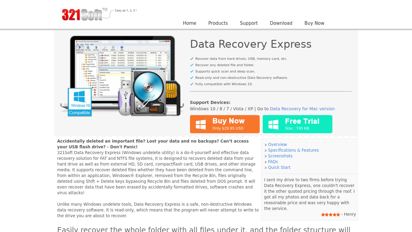 321Soft Data Recovery Express Landing page