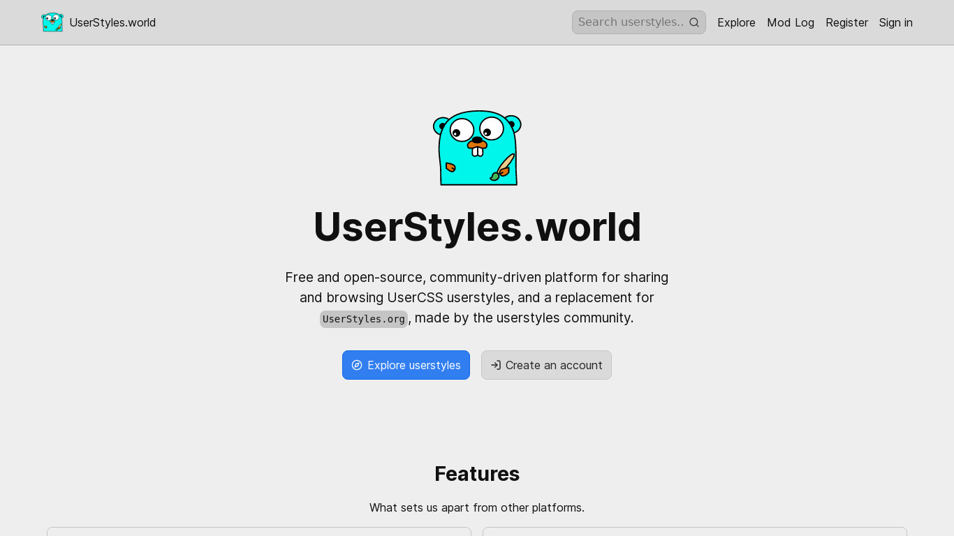 UserStyles.world Landing page
