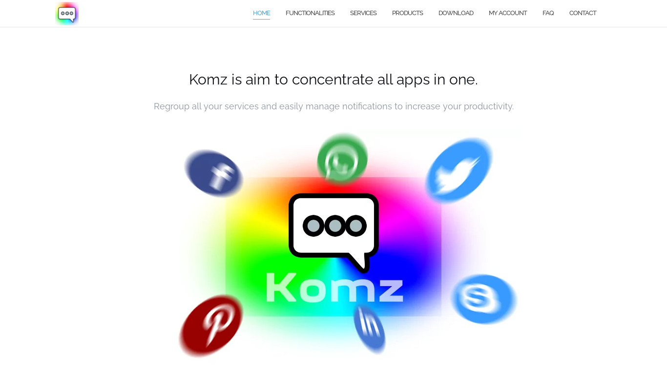 Komz App Landing page