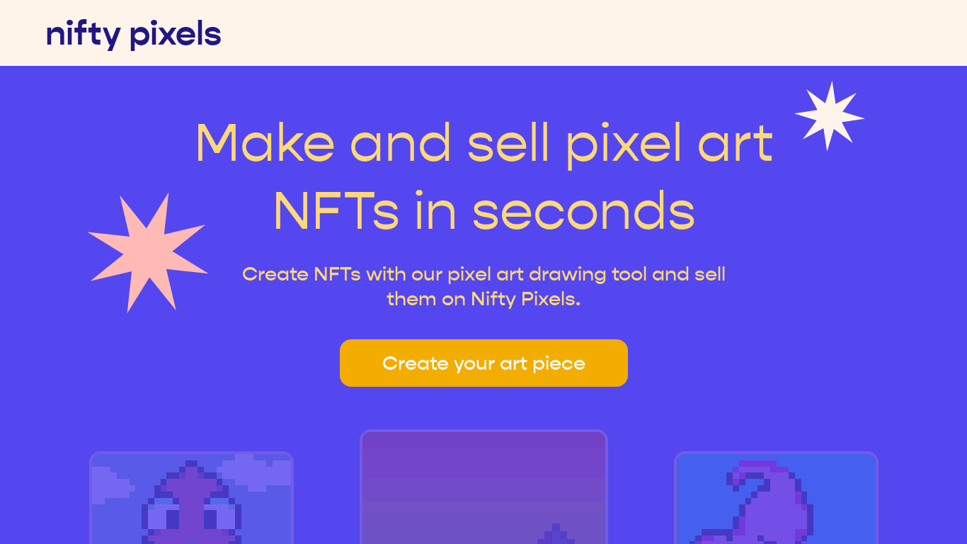 Nifty Pixels Landing page