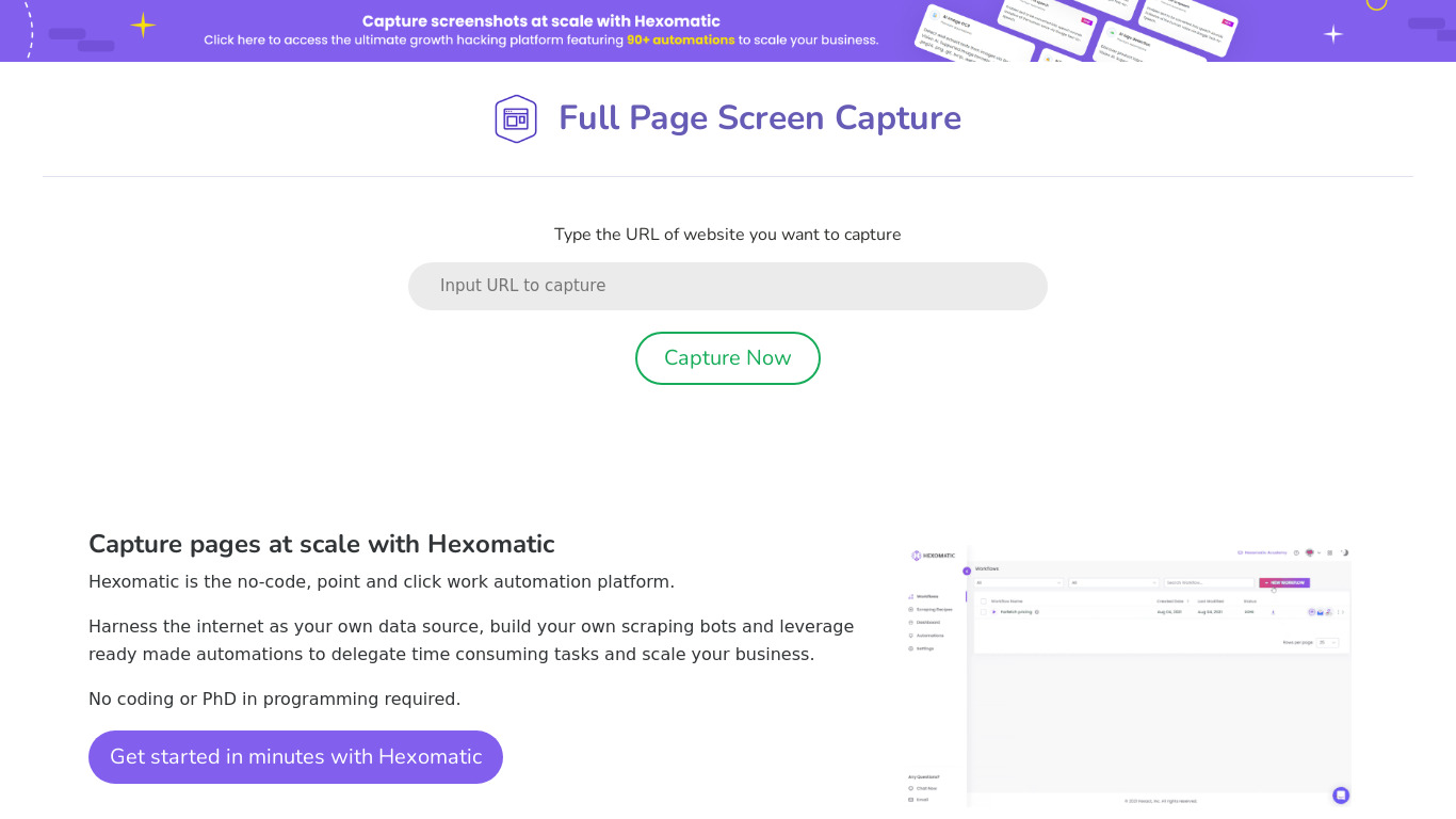 FullPageScreenCapture.com Landing page