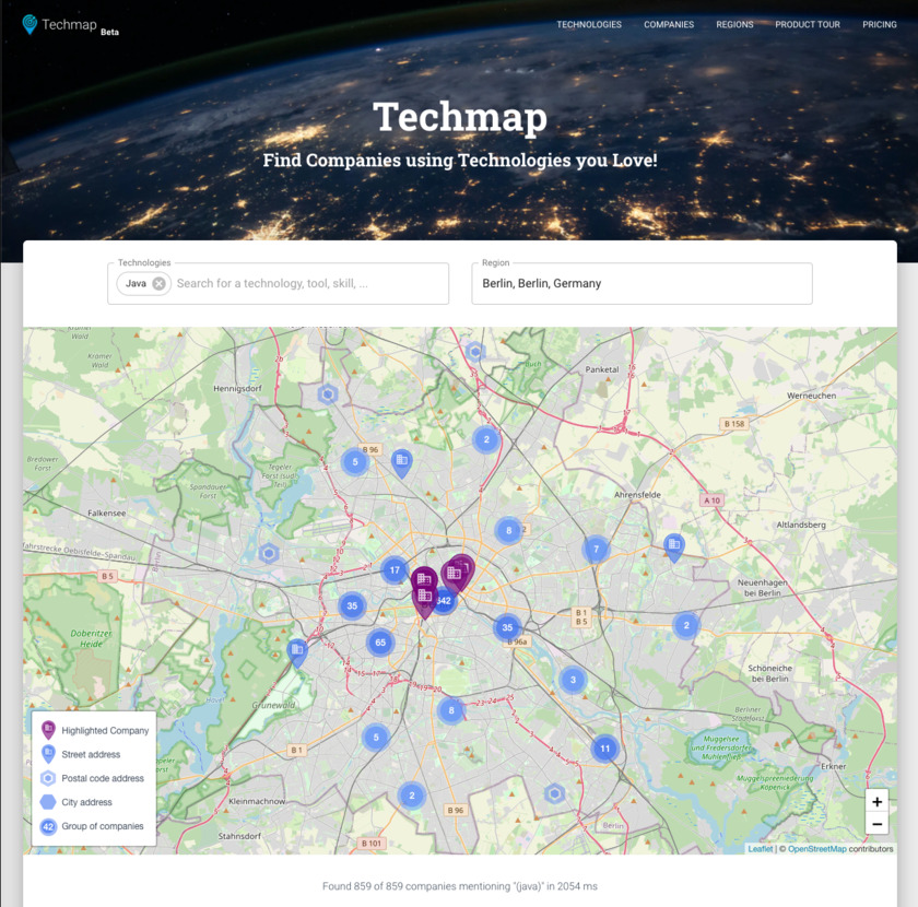 Techmap.io Landing Page