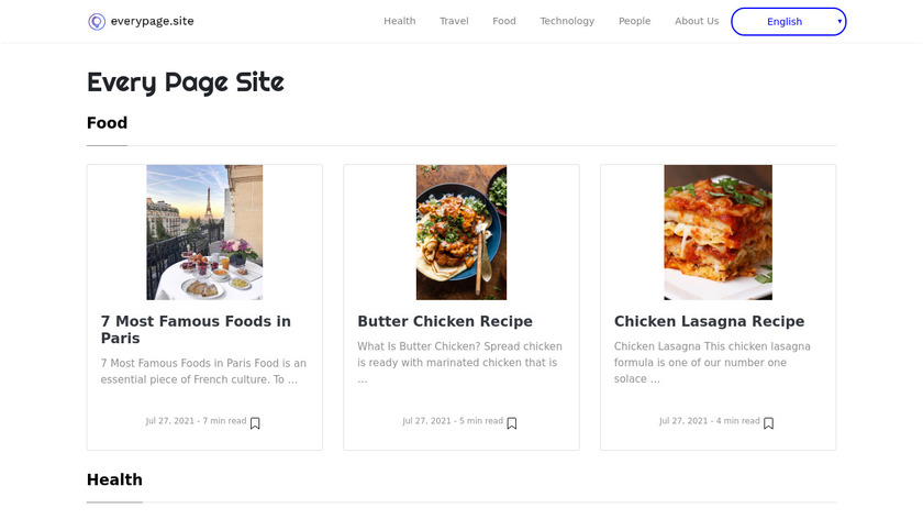 Every Page Site Landing Page