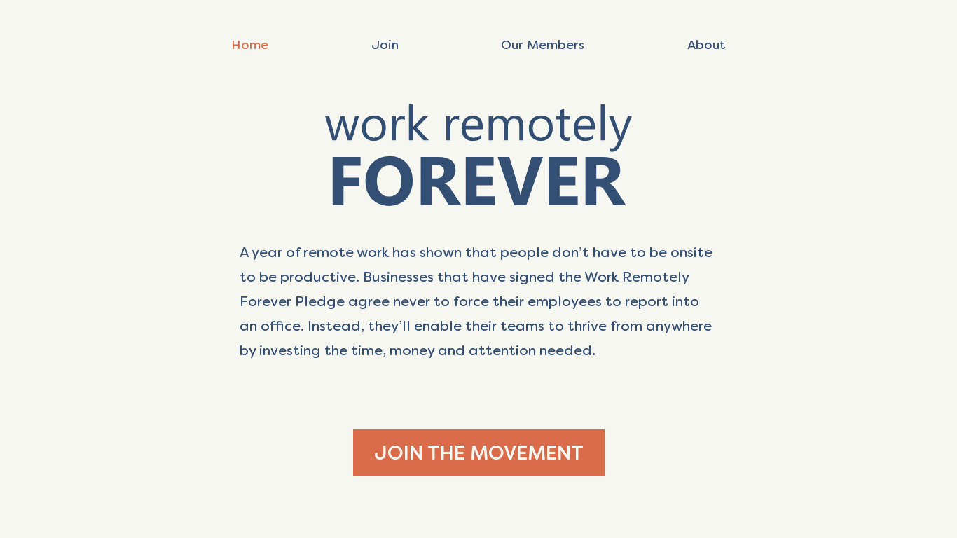 Work Remotely Forever Landing page