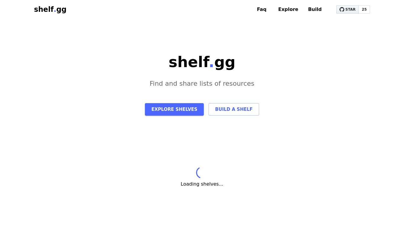 shelf.gg Landing page