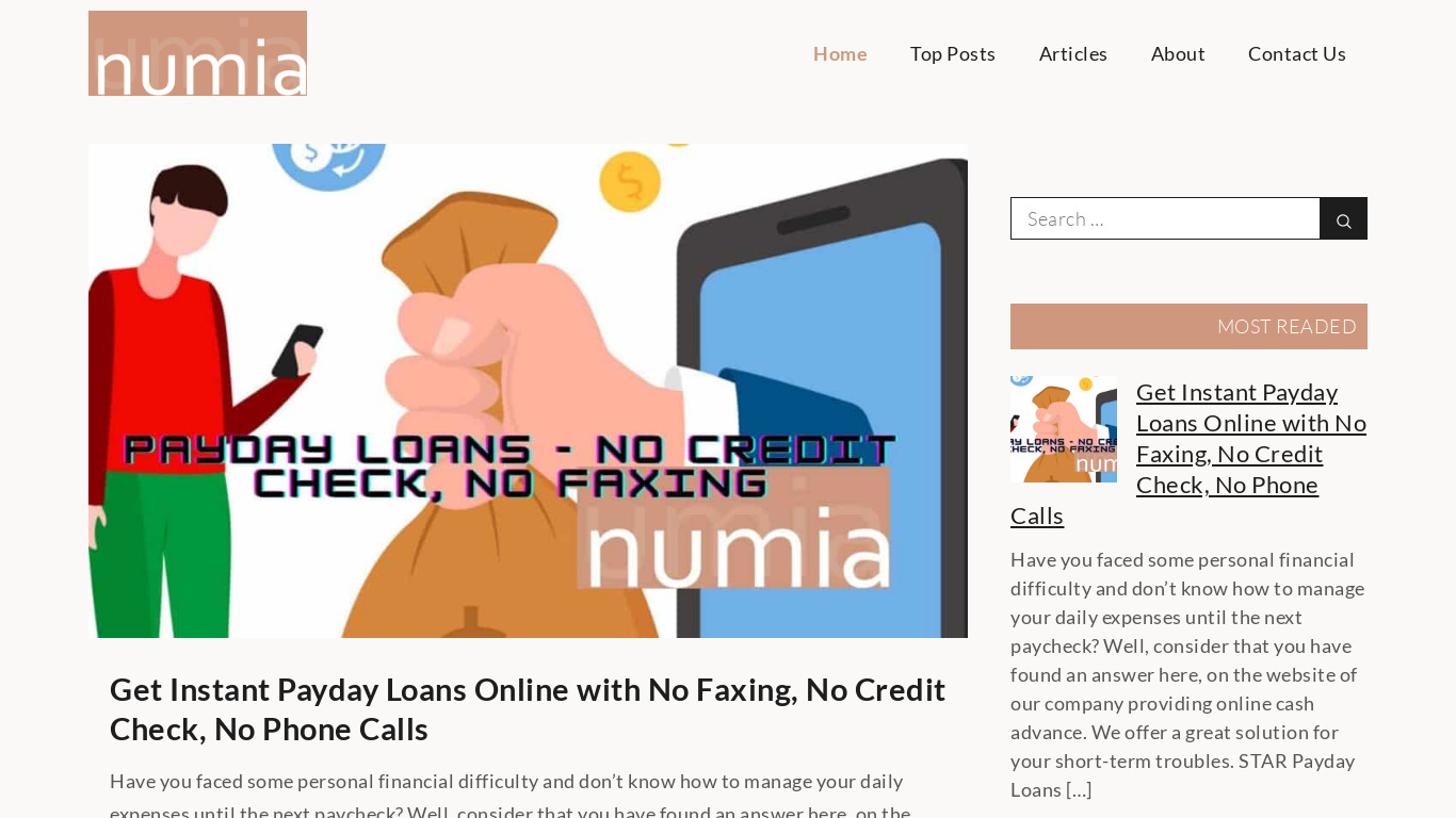 Numia.biz Landing page