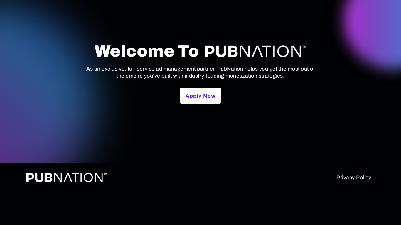 Pubnation Landing page