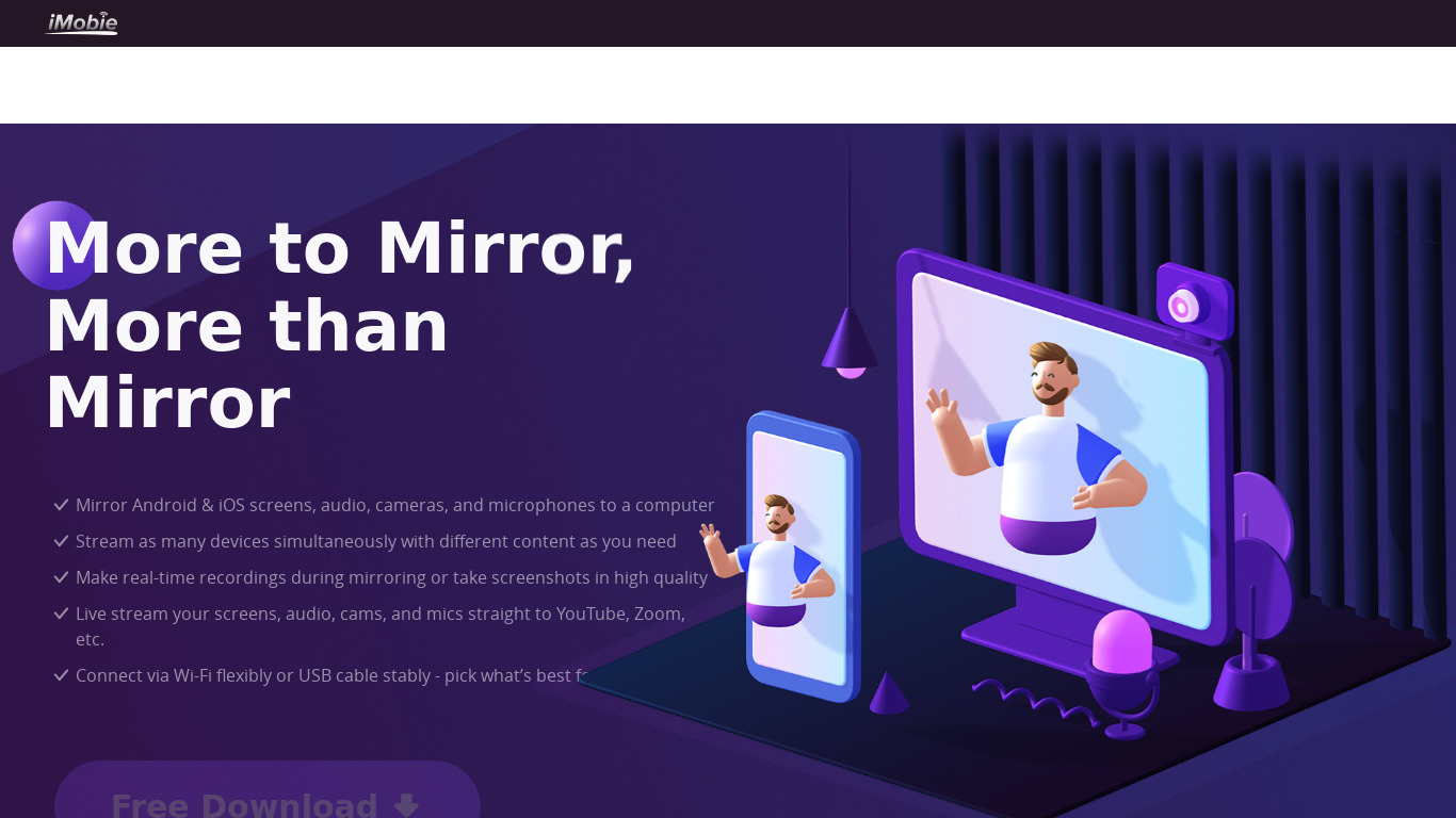 AnyMirror Landing page
