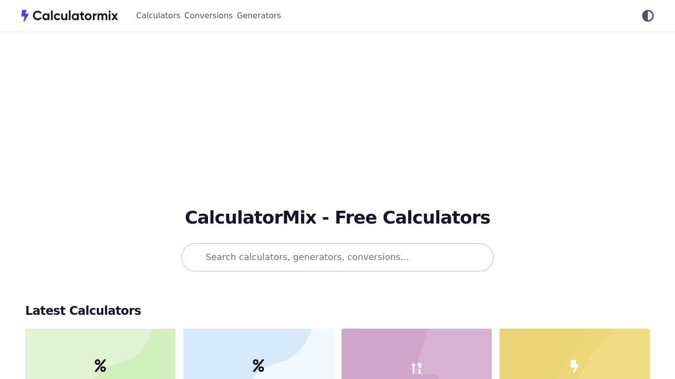 CalculatorMix Landing page