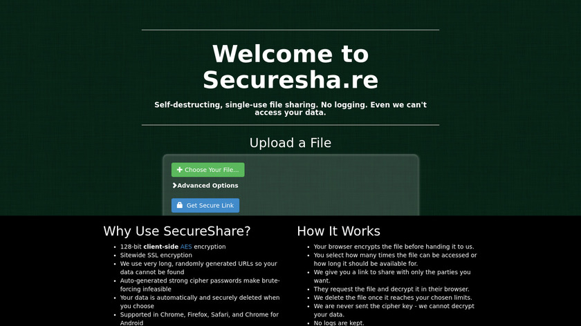 Securesha.re Landing Page