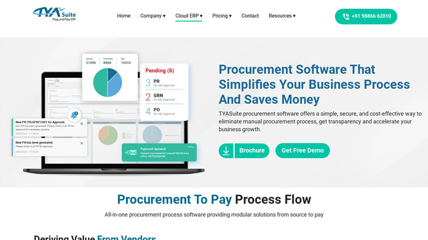 TYASuite Procurement Software Landing Page