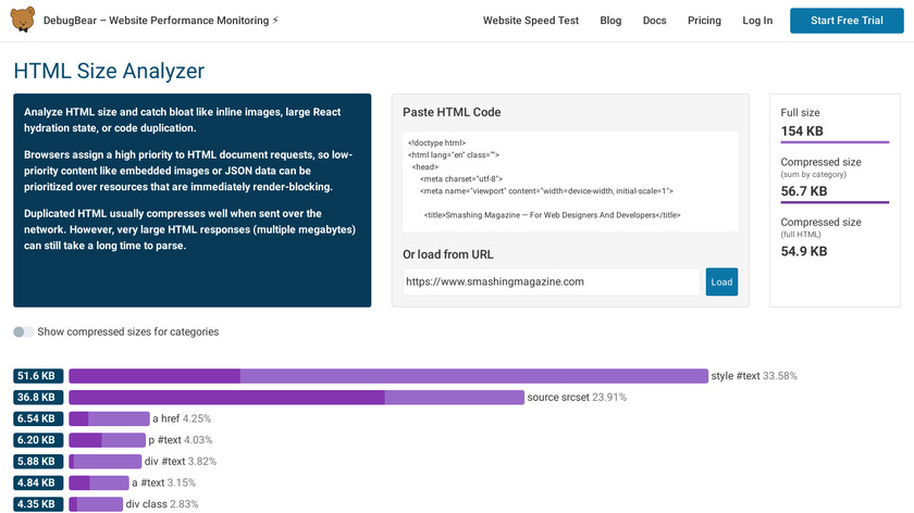 HTML Size Analyzer Landing Page
