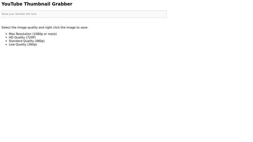 Mashmonkey YouTube Thumbnail Grabber Landing Page