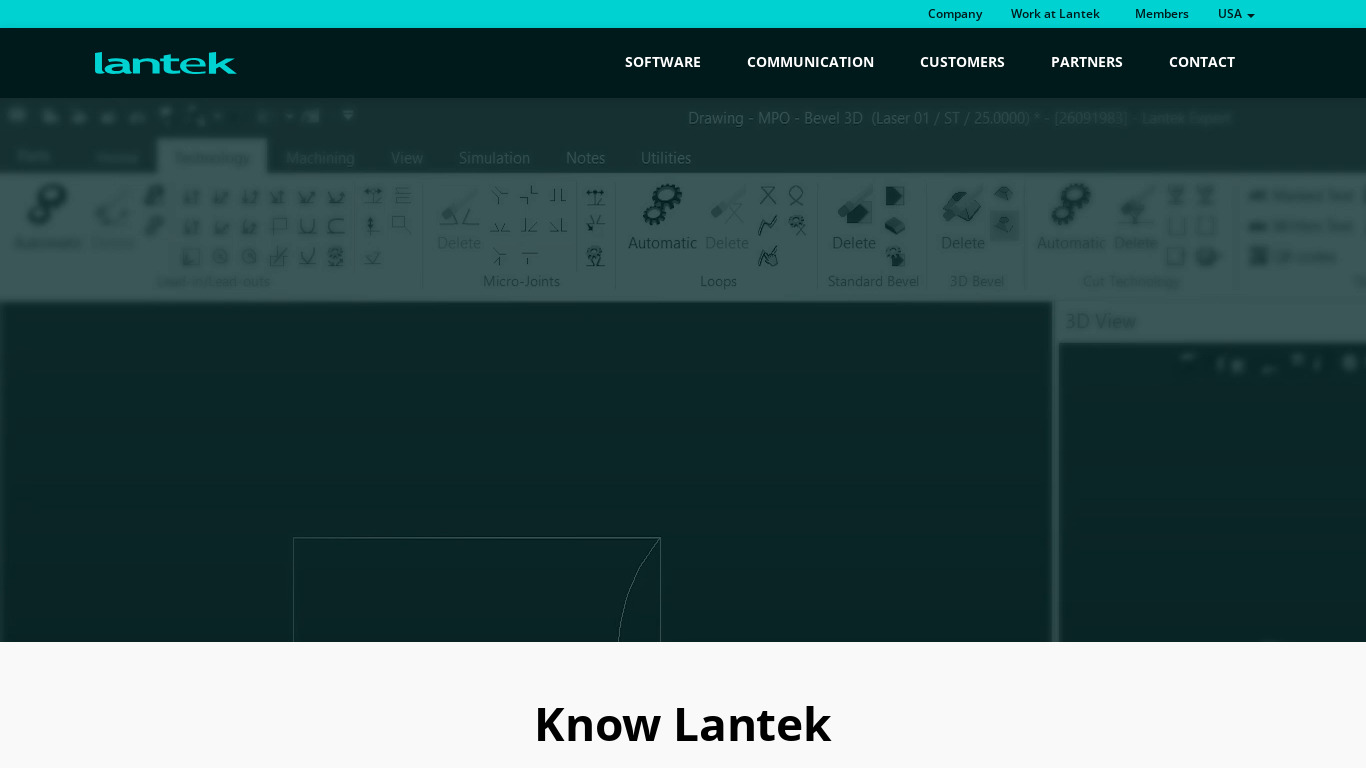Lantek Landing page