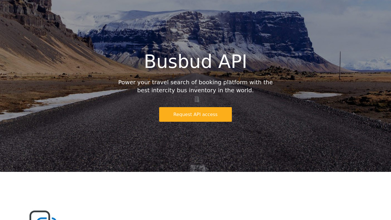 Busbud Business API Landing page