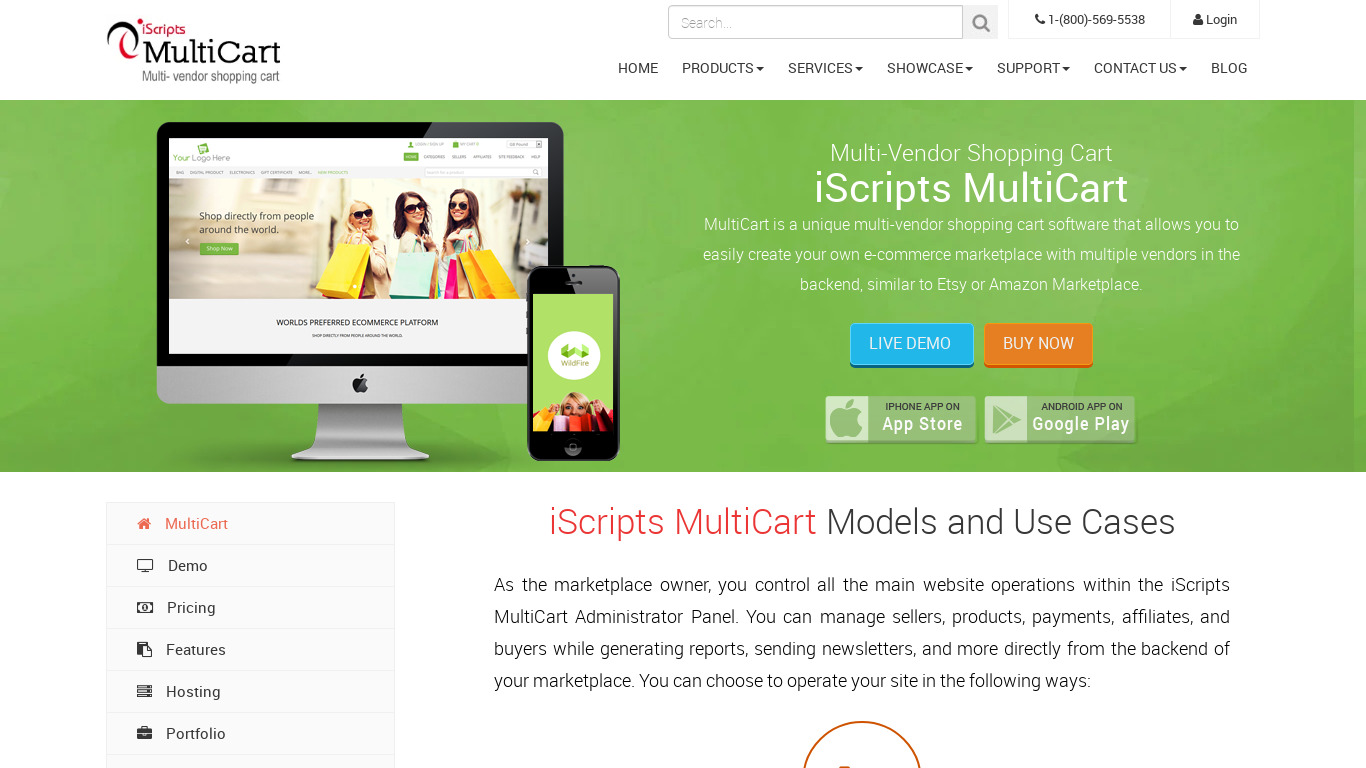 iScripts MultiCart Landing page