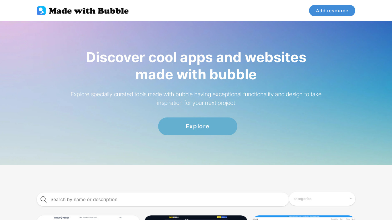 Made with Bubble Landing page