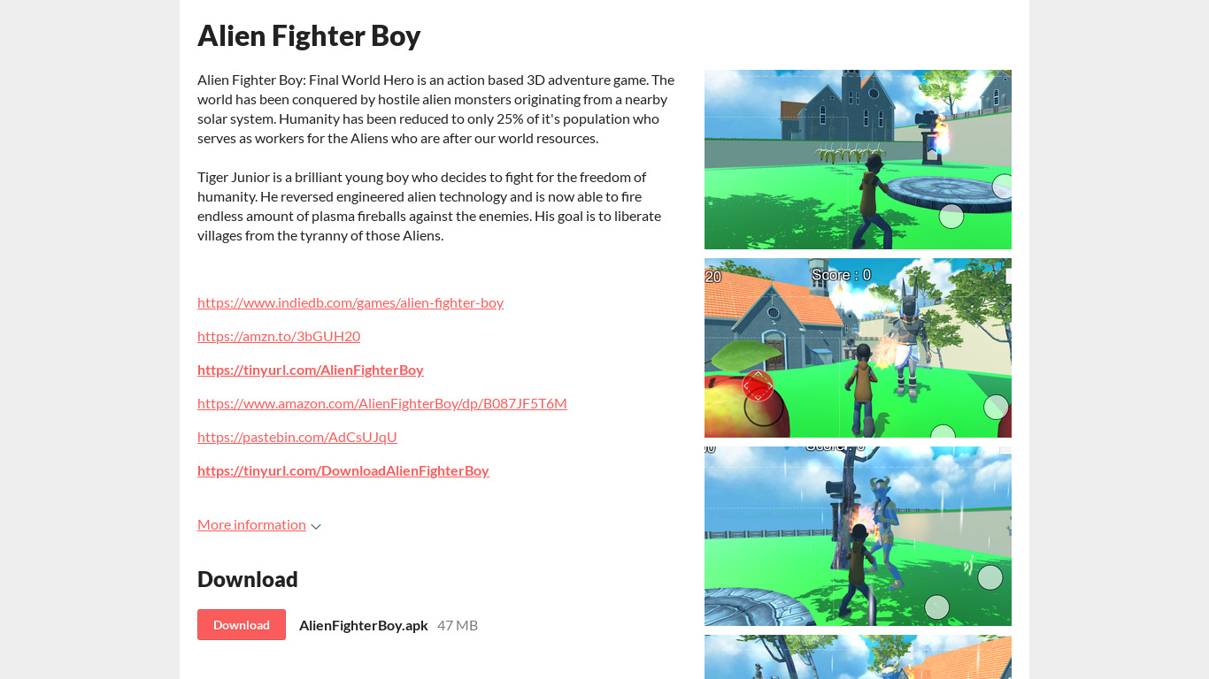 Alien Fighter Boy Landing page