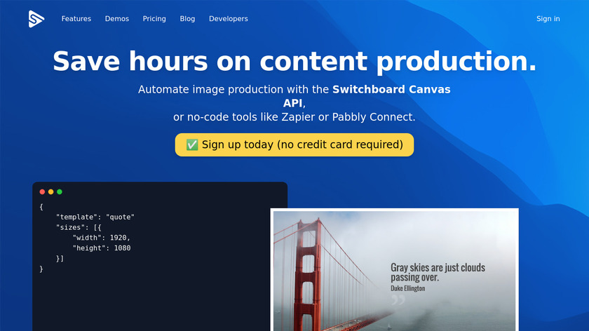 Switchboard Canvas Landing Page